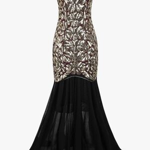 Elegant Black and Gold Evening Gown